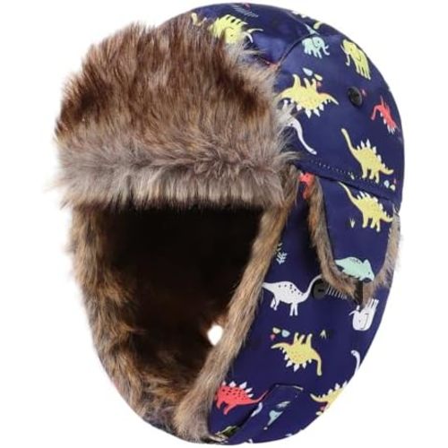 Baby Toddler Winter Trapper Hat Warm Faux Fur Aviator Hat Russian Ushanka Trooper Hunting Ski Hat with Ear Flaps Age 1-8T