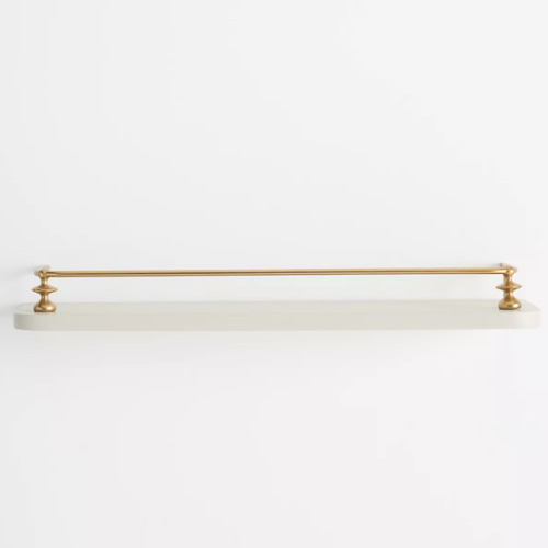 Amara Floating Wood Single Shelf 24" (Cream and Brass)