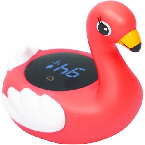 Baby Bath Thermometer,The Infant Baby Bath Floating Toy, Safety Temperature Water Thermometer, Baby Temperature Warning, LED Display Warning Thermometer, Baby Bath Essentials (Flamingo)