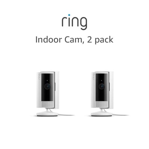Ring Indoor Cam (2nd Gen) | latest generation, 2023 release | 1080p HD Video & Color Night Vision, Two-Way Talk, and Manual Audio & Video Privacy Cover | 2-pack, White