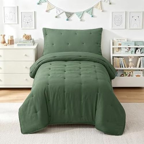 Toddler Bedding Set for Girls Boys 4-Piece Kids Bedding Sets Green