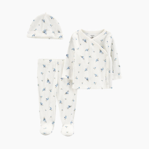 Carter's 3-Piece Floral Outfit Set - White Florals/Blue, NB