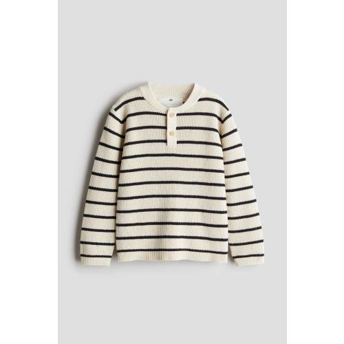 WAFFLE-KNIT HENLEY SWEATER