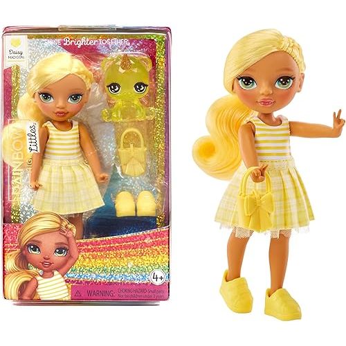 Rainbow High Littles – Daisy Madison, Yellow 5.5" Posable Small Doll with Purse, Magical Pet Bear, Girls Toy Gift, Kids Ages 4-12 Years