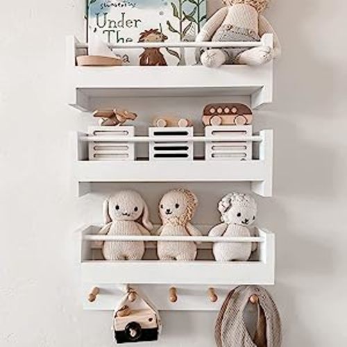 Small Book Shelf Organizer for Kids, Floating Bookshelf for Toddler Baby Room Bedroom, Set of 3 Wall Bookshelf Nursery Book Shelves Holder, Hanging Book Shelf for Wall Mounted Decor, White : Home & Kitchen