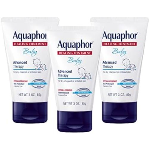 Aquaphor Baby Healing Ointment, Advanced Therapy for Chapped Cheeks and Diaper Rash, 3 Ounce (Pack of 3)