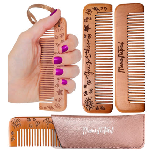 Mama Natural Birthing Comb for Labor Pain Relief | Wood Comb for Women - Labor Essentials, Pregnancy Contraction, and Postpartum Support | Reusable, Giftable, Acupressure Relief Tool