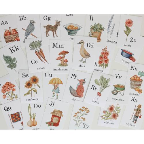 Nature Alphabet Flashcards / Watercolor Alphabet Cards / Homeschool / Nature Study / ABC Cards / Alphabet / Classroom