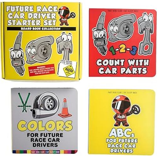 Future Race Car Driver Board Book Collection Box Set (ABC, 123, Colors Baby Book, Children's Book, Toddler Book)