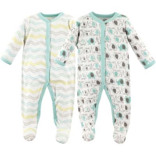 Luvable Friends Baby Cotton Snap Sleep and Play 2pk, Elephants, 0-3 Months