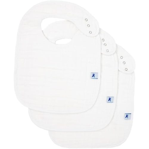 Little Unicorn Cotton Muslin Classic Bib 3 Pack - 100% Cotton - Softer with Every Wash - Playful Designs - 100% Cotton - Unisex - White