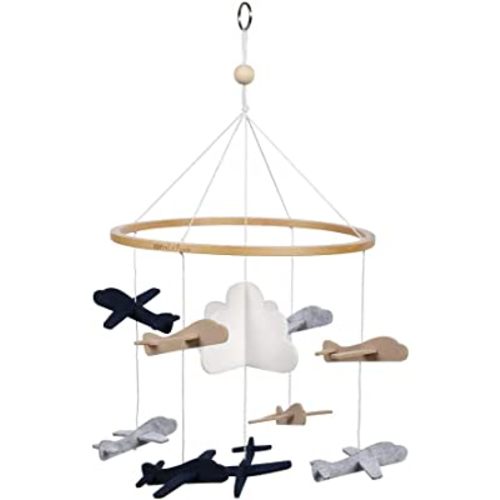 Sorrel + Fern Baby Crib Mobile (Airplanes in The Clouds, Short Version) - Nursery Decoration and Baby Shower for Boys & Girls