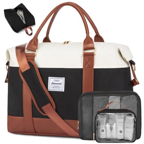 LOVEVOOK Travel Duffle Bag Women,Weekender Bag with Clear Toiletry Bag, Carry on Overnight Bag with Shoe Bag,Hospital Bags for Labor Delivery with Packing Cube
