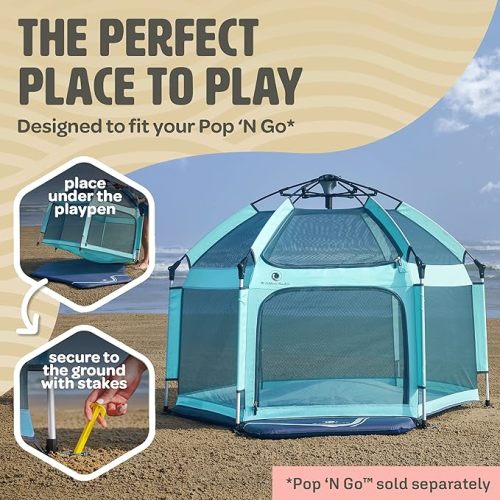 POP 'N GO PLAYPEN Baby Playmat for The Pop 'N Go Baby Playpen - 1.3" Thick Self-Inflating Playmat for Placement Underneath or for Standalone Usage - Soft and Comfy Portable Pad w/Travel Bag