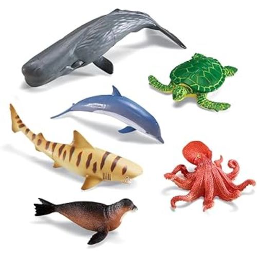 Learning Resources Jumbo Ocean Animals - 6 Pieces, Ages 3+ Toddler Learning Toys, Sea Animals Figure for Kids, Preschool Toys