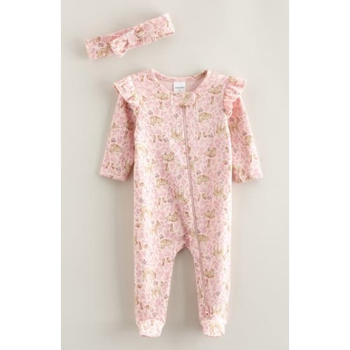 Zip Front Footie & Headband Set, 3M