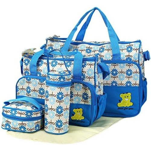 5PCS Baby Nappy Diaper Bags Set Mummy Diaper Shoulder Bag