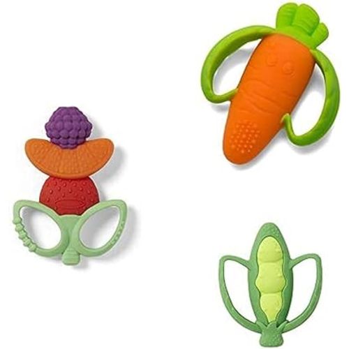 Infantino Teether Set - Lil' Nibble Teethers Fruit Kabob - Lil' Nibble Teethers Carrot - Lil' Nibble Teethers Pea Pod - 3 Teethers