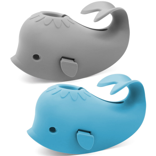 ZHUYING 2 pcs Baby Bathtub Faucet Cover, Bath Faucet Cover for Kids, Baby Bath Spout Cover, Soft Silicone Bathtub Faucet Safety Toys, Cute Whale, Universal Fit