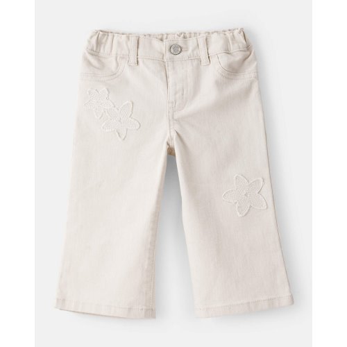Baby Embroidered Stretch Denim Wide Leg Jeans - Cream - OshKosh | Carter's