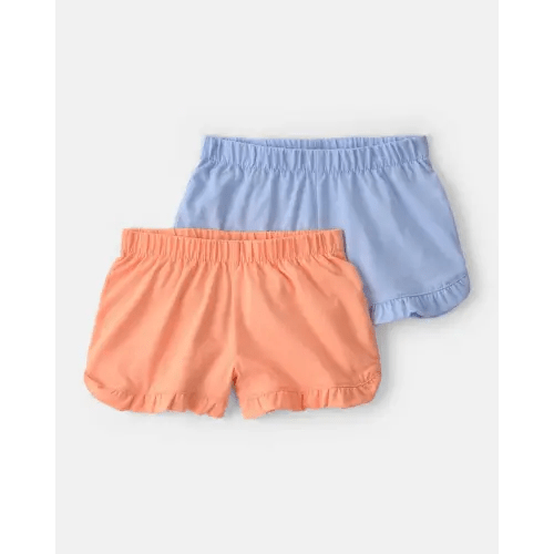 Baby Girl 2-Pack Flutter-Hem Fashion Shorts - Orange/Blue | Carter's