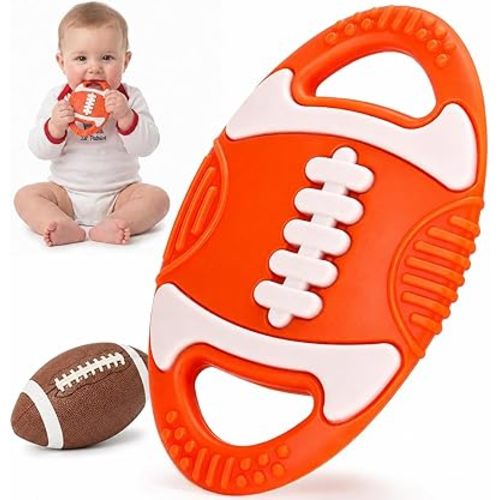 Baby Teething Toys Silicone Baby Football-Themed Teether Over 3 Months - Sensory Chew Toys - Baby Teether for Teething Relief - BPA Free Infant Toys Baby Shower Gifts