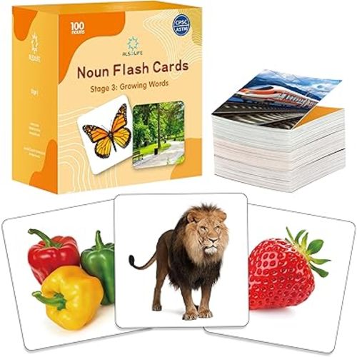 100 Nouns Flashcards, Key Vocabulary Flash Cards for Toddlers 2-3, Sturdy and Durable Speech Therapy Materials Flash Cards for Autism Learning, ABA Therapy| Special Education Must Have