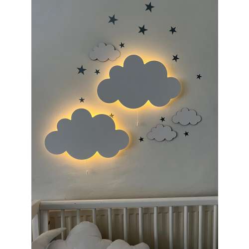Set of 2, Cloud Night Lighting, Kids Room Wall Lamp, Baby Bedroom Decor