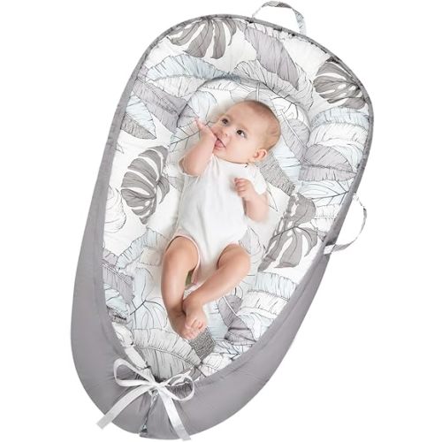 Baby Lounger for Newborn- Baby Nest Cover Co Sleeping for Baby 0-24 Months, Breathable Portable Infant Nest - Adjustable Cotton Soft Baby Floor Seat for Travel, Newborn Essentials Gifts