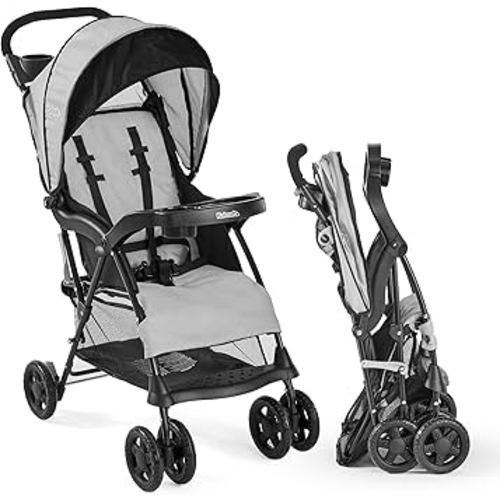 Kolcraft Cloud Plus Lightweight Umbrella Stroller for Toddlers with Reclining Seat, Large Storage Basket, Canopy, Infant & Parent Trays, Compact Fold for Summer Travel, Durable Frame, Slate Gray