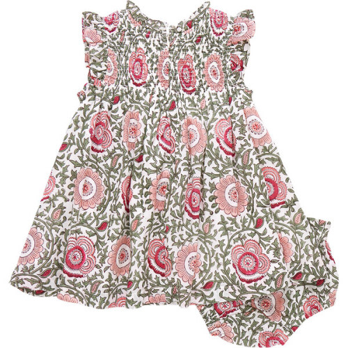 Baby Girls Stevie Dress Set, Pink Lisbon Floral - Pink Chicken | Maisonette