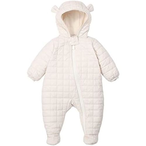 DDY Baby Girl Boy Snowsuit 0-3 Months Down Jacket Hooded Romper Jumpsuit Infant Onesie Winter Outwear Grey