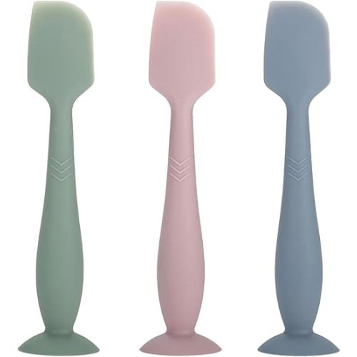 3 Pack Baby Diaper Cream Spatula Applicator, Soft Silicone Butt paste Spatula Diaper Cream Brush with Suction Cup Base (Cyan, Pink, Green)