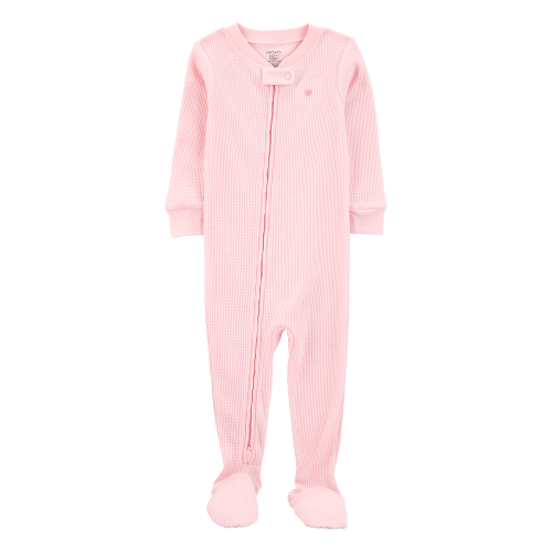 Baby Heart Waffle Knit Footie 1-Piece Pajamas - Pink - Carter's | Carter's
