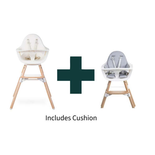 Chidlhome Evolu ONE.80° High Chair + Cushion - Light Grey Bundle