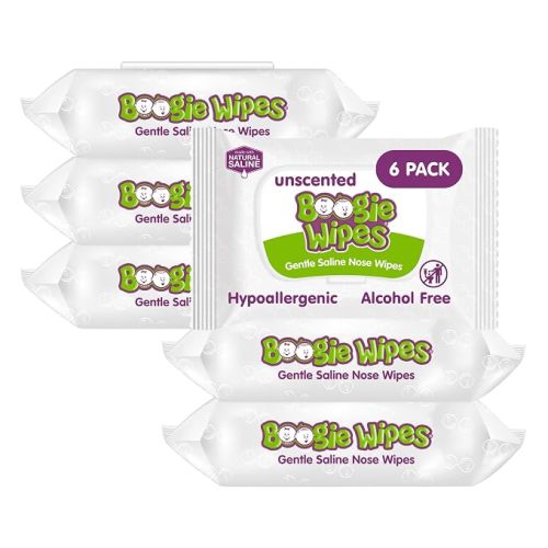 Boogie Gentle Saline Nose Wipes Unscented - 180 Count