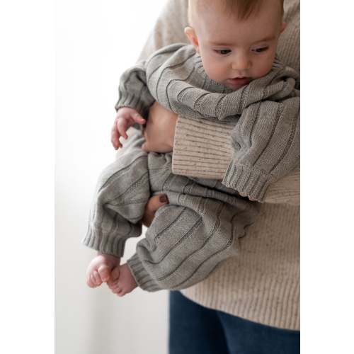 Children’s Wide Ribbed Knit Pant ‘Rain Gray’ – Oat Co