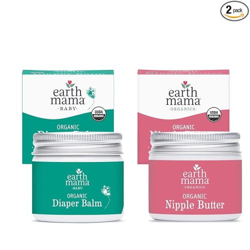 Earth Mama Nipple Butter™ & Diaper Balm | Nipple Cream & Organic Skincare for Baby | Breastfeeding & Postpartum Essentials Bundle
