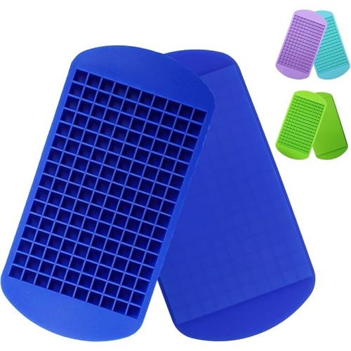 LeeYean Silicone Mini Ice Cube Trays 2 Pack, 160 Small Ice Cube Molds Easy Release Crushed Ice Cube for Chilling Whiskey Cocktail, BPA Free Flexible Stackable and Durable Soft Mold Storage Containers