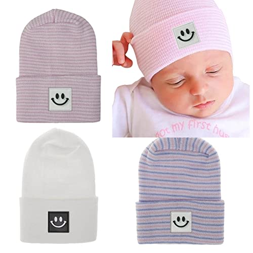 upeilxd Newborn Baby Hat Infant Caps Baby Boy Girl Toddler Hospital Hats Bow Double Layer Knit Beanie Cap for 0-3 Months