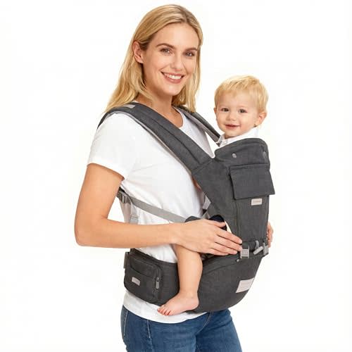 YIYUNBEBE Baby Carrier Newborn to Toddler Baby Carriers with Seat Infant Baby Holder Backpack Baby Carriers Front and Back for Carrying and Hiking (Grey)