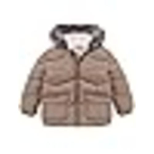Rokka&Rolla Baby Boys' Sherpa Lined Puffer Jacket Warm Winter Coat with Mini Fur Trim Hood for Newborn Infants Toddler