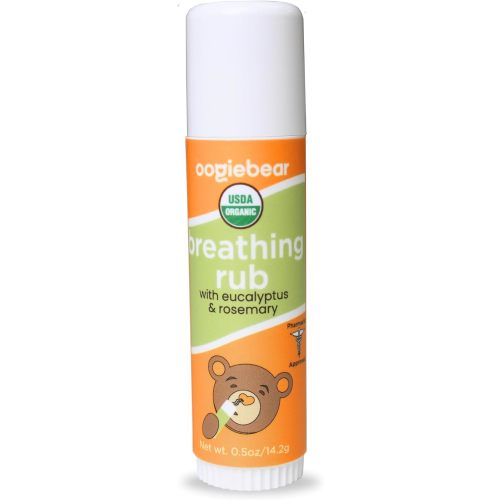 oogiebear Baby Breathing Rub, Made with Naturally Soothing Eucalyptus & Rosemary, USDA Organic Safe for Babies 3 Months & Older, 0.5 Oz Balm