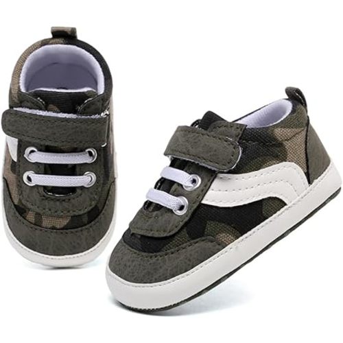 Clowora Unsex Baby Boys Girls Canvas First Walkers Shoes,Newborn Infant Non Slip Soft Sole Crib Casual Sneaker