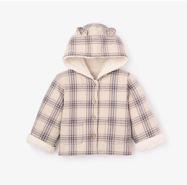 Neutral Plaid Sherpa Lined Reversible Jacket