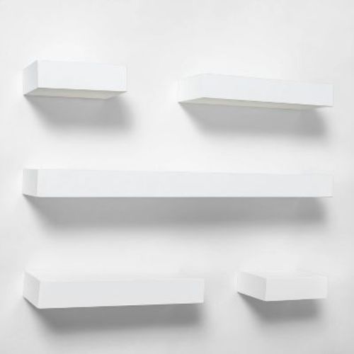 5pc Modern Wall Shelf Set White - Threshold™: Mdf Composite, Open Design, Includes Mounting Hardware