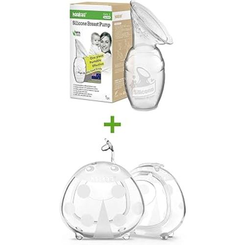haakaa Manual Breast Pump 4oz/100ml and Ladybug Breast Milk Collector 2 oz/75 ml,2 pk Combo