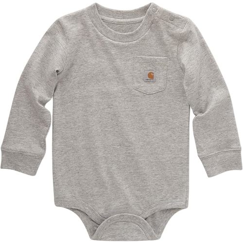 Carhartt Unisex Baby Long-Sleeve Pocket Bodysuit - 6 Months - Grey Heather