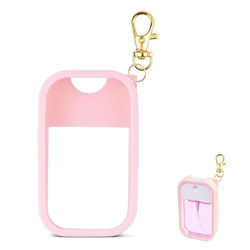TERPINK Silicone Case Compatible with Touchland Hand Sanitizer Spray, Protective Case with Keychain for Power Mist and Glow Mist 1 fl oz, Hand Sanitizer Spray Accessory (Pink, 1 Pack)