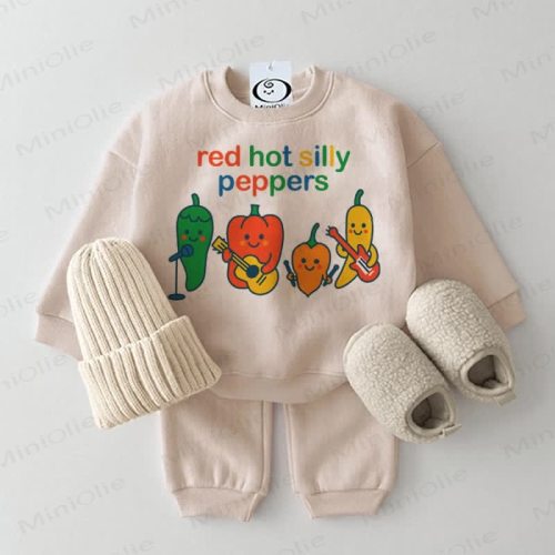 RED HOT SILLY PEPPERS Baby 2-piece Beige Set